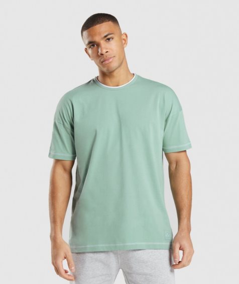 Men's Gymshark Recess T-Shirts Light Green | CA N165D8